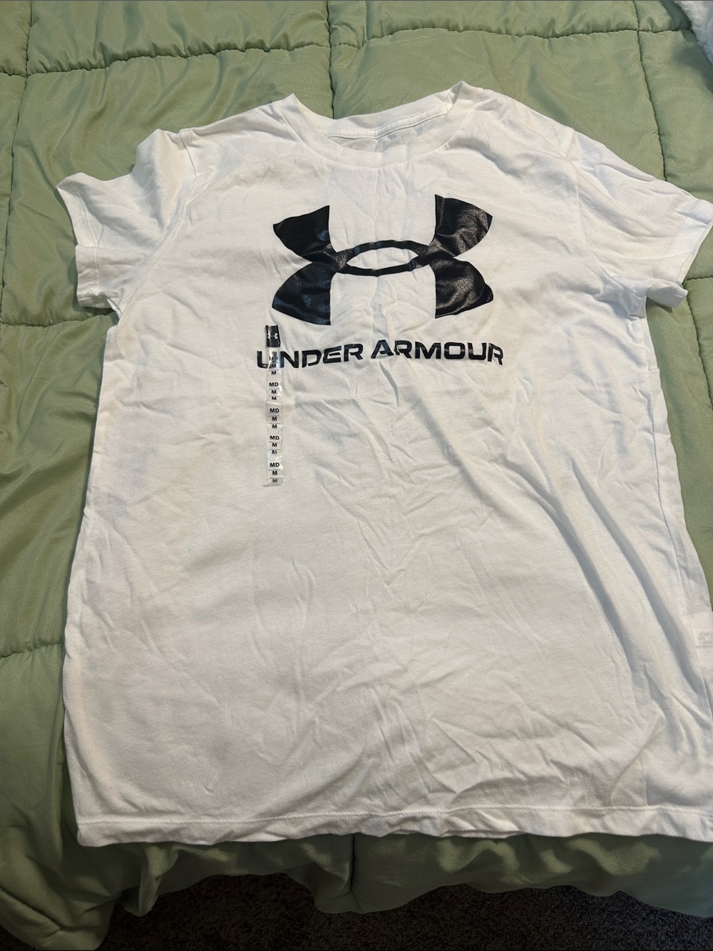 Under Armour White Short Sleeve Tee with Black Logo